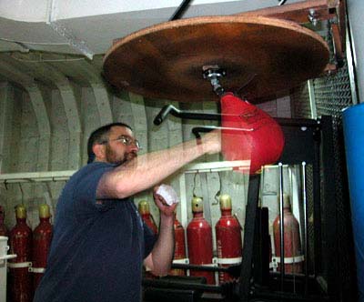 Dan pounding the speed bag