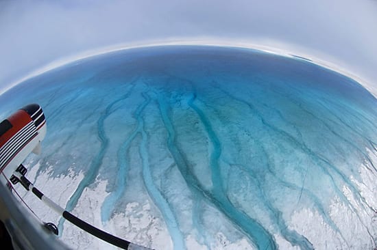 Helicopter View of Greenland's Ice Sheet