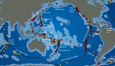 Hydrothermal vents distribution